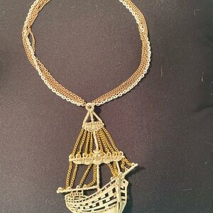Vintage ship necklace
